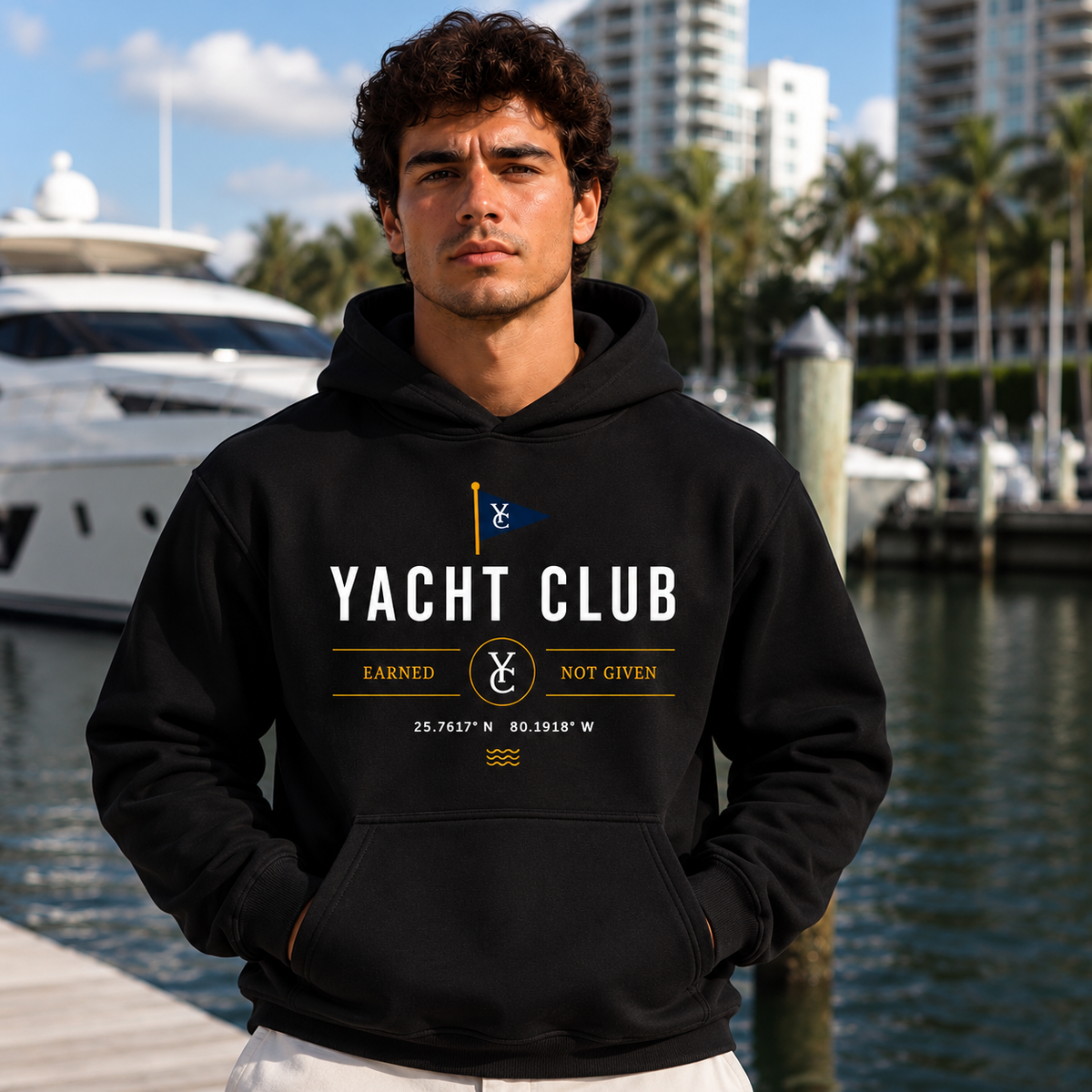 Yacht Club Hoodie Black
